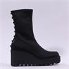 Marco Moreo Liege Stud Heel Wedge - Black Stretch